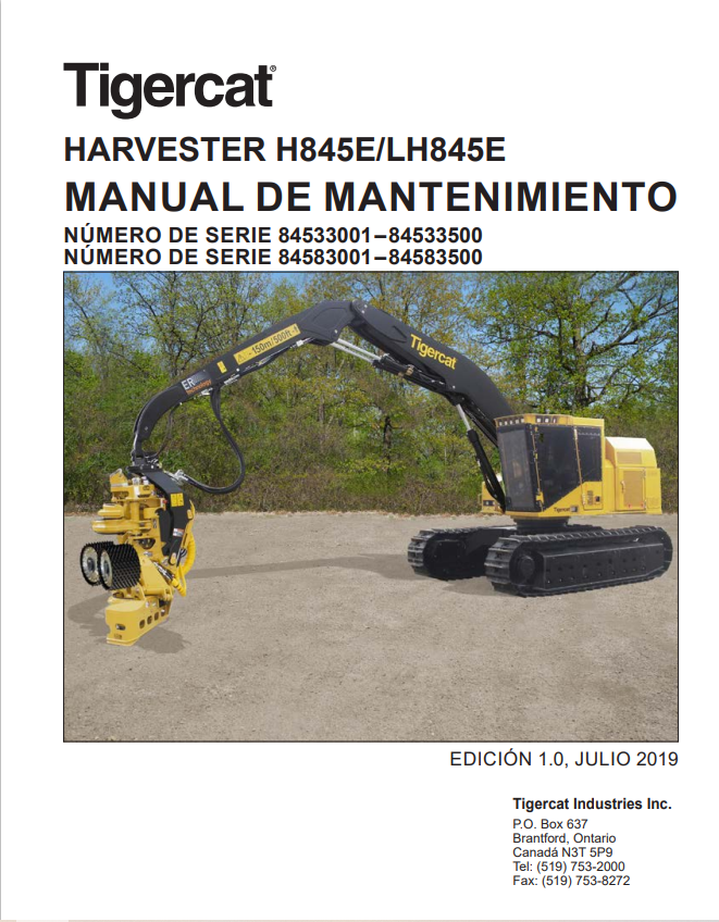 Tigercat H845E, LH845E Harvester Maintenance Manual 54714A