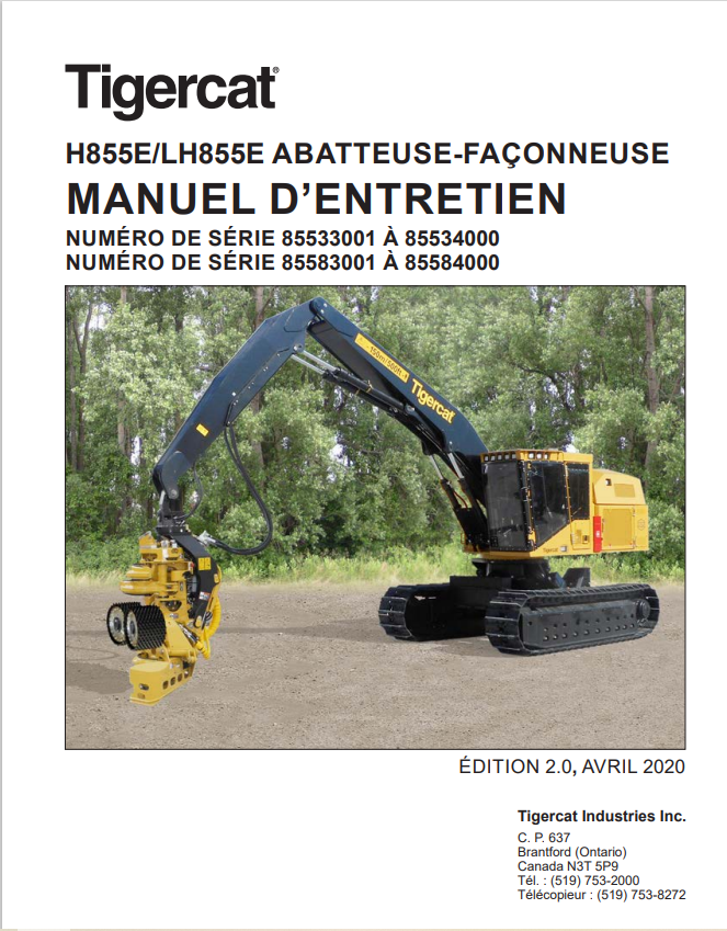 Tigercat H855E, LH855E Harvester Maintenance Manual 51127A