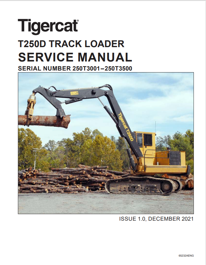 Tigercat T250D Track Loader Service Manual 65232AENG