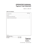 Tigercat T726E Trencher Operator Manual 33524A