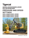 Tigercat X822D, LX822D, X830D, LX830D Feller Buncher Pressure And Speed Settings Manual FAR10442
