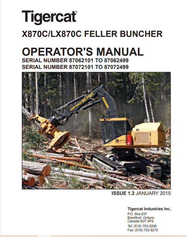 Tigercat X870C, LX870C Feller Buncher Operator Manual 44098AENG