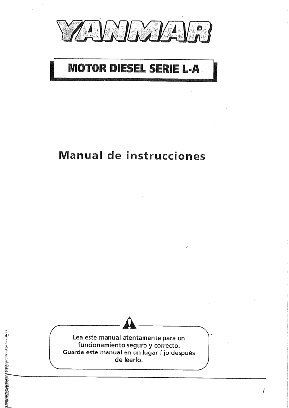 YANMAR MOTOR DIESEL L-A SERIES INSTRUCTION MANUAL PDF
